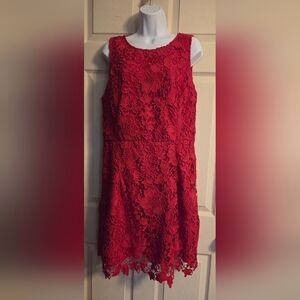 Kensie Red Floral Lace Mini Dress XL